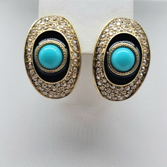 Heidi Daus Onyx and Swarovski Crystal Art Deco Statement Necklace + Earring Set - Picture 9 of 13